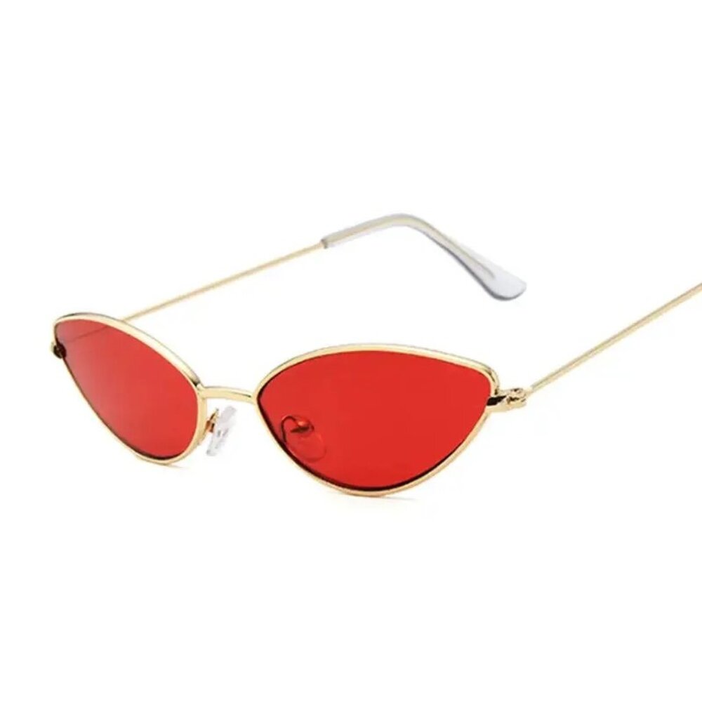 Sunglasses Cat Eye Vamp Red Rave Goth Sun Shades Trendy Stylish Edgy Fashion Fun - Picture 6 of 6